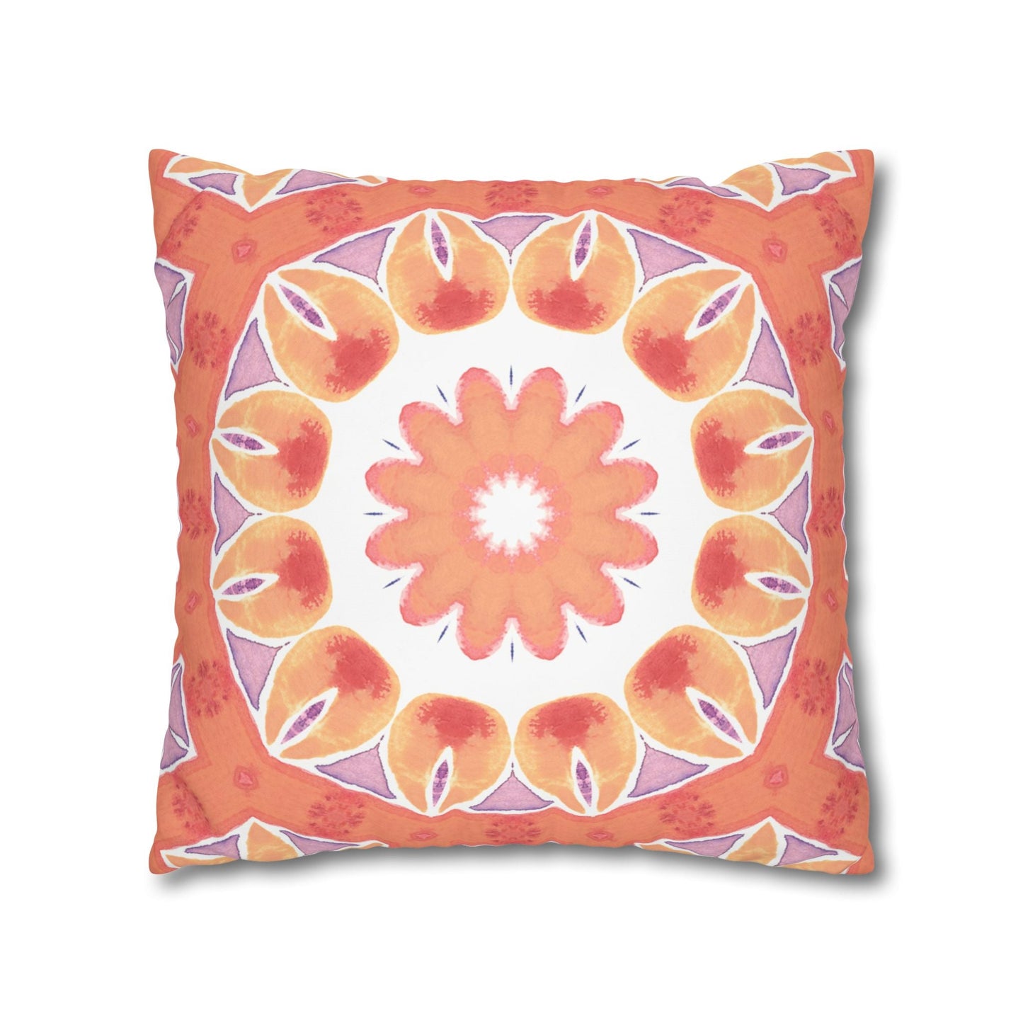 Cushion Cover with Orange and Mauve Starburst Design - Artmakeyourmark.com