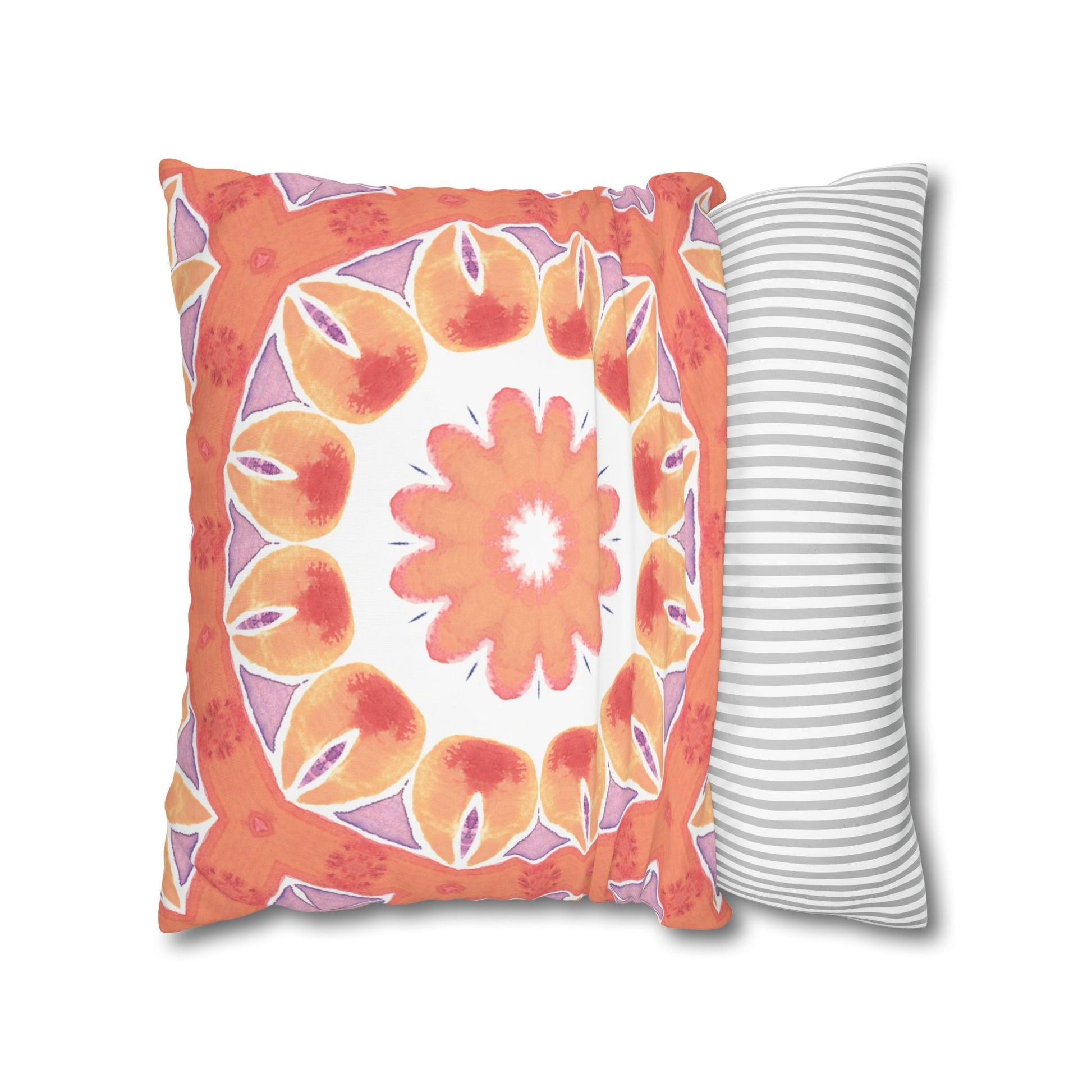 Cushion Cover with Orange and Mauve Starburst Design - Artmakeyourmark.com