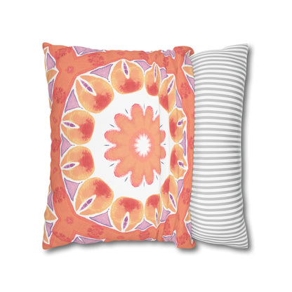 Cushion Cover with Orange and Mauve Starburst Design - Artmakeyourmark.com