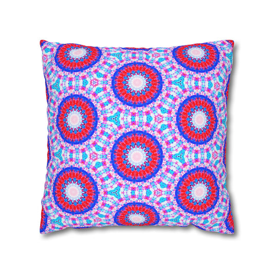 Cushion Cover with Red and Blue Moroccan Design - Artmakeyourmark.com