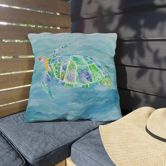 Outdoor Cushions with Blue Turtle - Artmakeyourmark.com